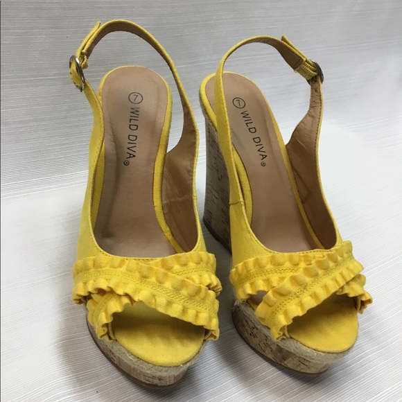 Wild Diva Shoes - Striking Yellow Platforms.  Wild Diva